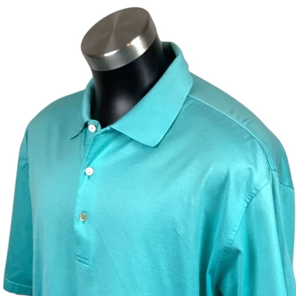 Peter Millar Polo Short Sleeve Cotton Shirt Turquoise - Picture 7 of 11